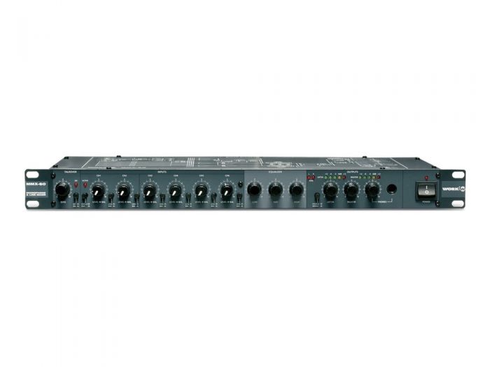 Work 6 Ch Audio Mixer with Talkover and 1HU Rack 19"