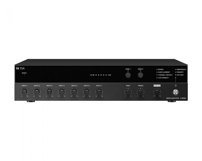 TOA A3606D 60W Digital Mixer Amplifier 2-Zone / 7-Inputs